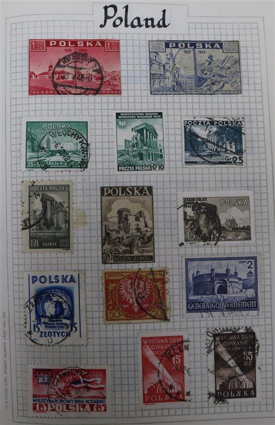 The York stamp album including a Ceylon 5 cents and China stamps, other albums of stamps and loose